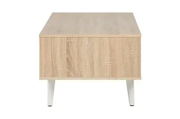 Swanea Sofabord 120 cm med Oppbevaring Skåp + Hylle - Lysebrun/Hvit - Møbler - Bord - Sofabord & salongbord - Sofabord med oppbevaring