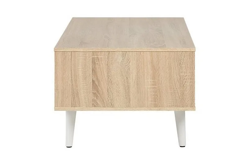 Swanea Sofabord 120 cm med Oppbevaring Skåp + Hylle - Lysebrun/Hvit - Møbler - Bord - Sofabord & salongbord - Sofabord med oppbevaring