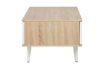 Swanea Sofabord 120 cm med Oppbevaring Skåp + Hylle - Lysebrun/Hvit - Møbler - Bord - Sofabord & salongbord - Sofabord med oppbevaring