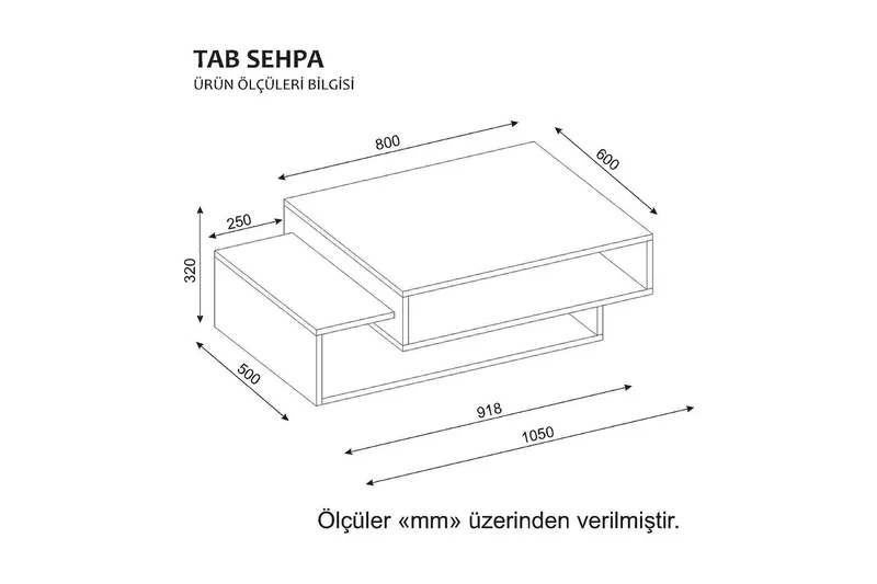 Tabate Sofabord 105 cm med Oppbevaringshyller - Hvit/Valnøttsbrun - Møbler - Bord - Sofabord & salongbord