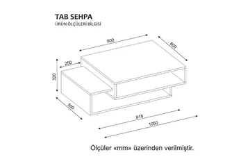 Tabate Sofabord 105 cm med Oppbevaringshyller - Hvit/Valnøttsbrun - Møbler - Bord - Sofabord & salongbord - Sofabord med oppbevaring