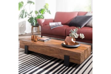 Taquanna Sofabord 115 cm Rundt - Massivt Tre/Brun/Svart - Møbler - Bord - Sofabord & salongbord
