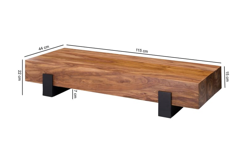 Taquanna Sofabord 115 cm Rundt - Massivt Tre/Brun/Svart - Møbler - Bord - Sofabord & salongbord