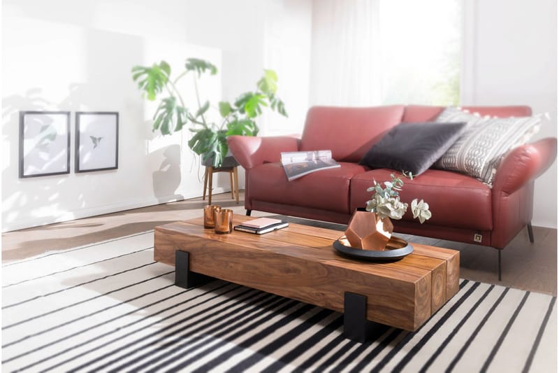 Taquanna Sofabord 115 cm Rundt - Massivt Tre/Brun/Svart - Møbler - Bord - Sofabord & salongbord