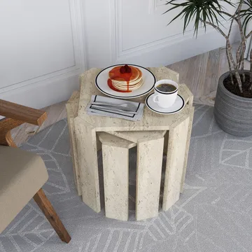 Tatil settbord 38 cm - Travertin - Møbler - Bord - Sofabord & salongbord - Kistebord
