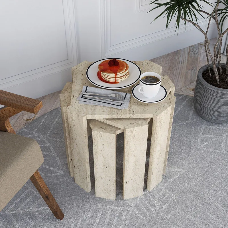 Tatil settbord 38 cm - Travertin - Møbler - Bord - Sofabord & salongbord - Kistebord