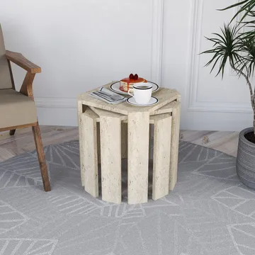 Tatil settbord 38 cm - Travertin - Møbler - Bord - Sofabord & salongbord - Kistebord