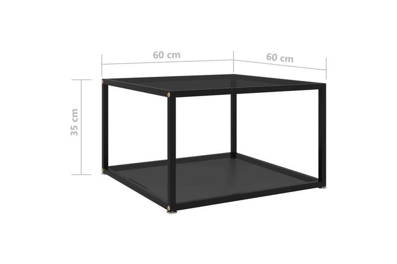 Tebord svart 60x60x35 cm herdet glass - Svart - Sofabord & salongbord