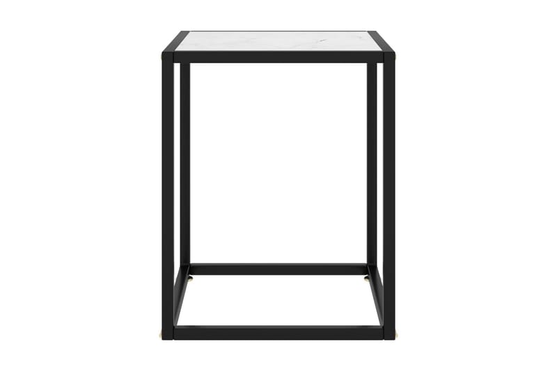 Tebord svart med hvitt marmorglass 40x40x50 cm - Svart - Sofabord & salongbord