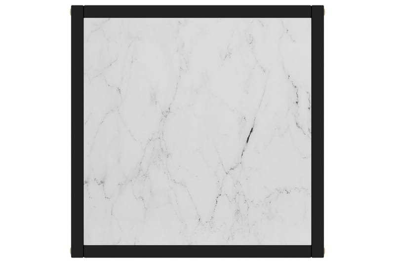 Tebord svart med hvitt marmorglass 40x40x50 cm - Svart - Sofabord & salongbord