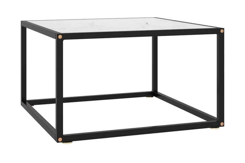 Tebord svart med hvitt marmorglass 60x60x35 cm - Svart - Sofabord & salongbord