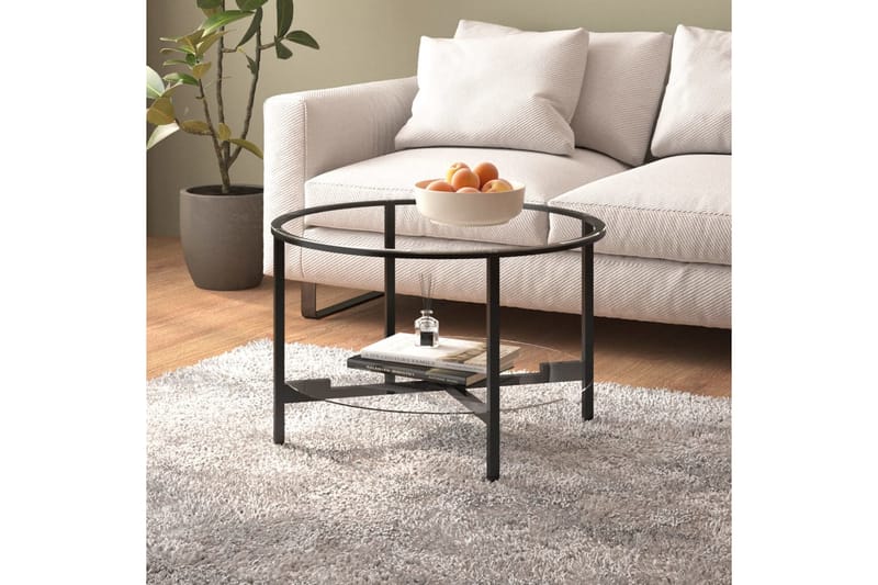 Tebord svart og gjennomsiktig 70 cm herdet glass - Svart - Sofabord & salongbord