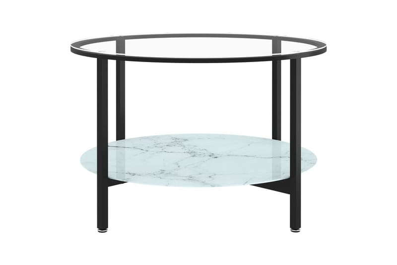 Tebord svart og hvit marmor 70 cm herdet glass - Svart - Sofabord & salongbord