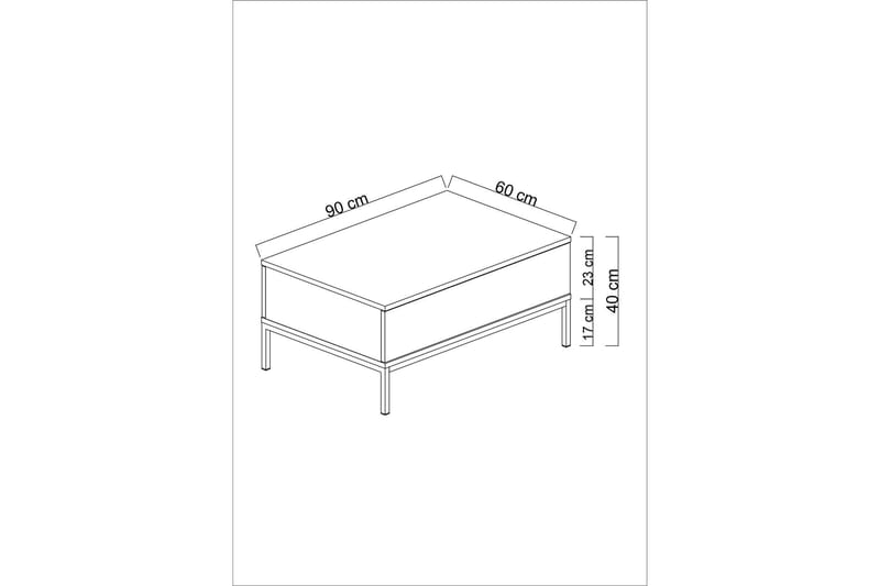 Sofabord Tejmon 90 cm - Vit/Guld - Sofabord & salongbord