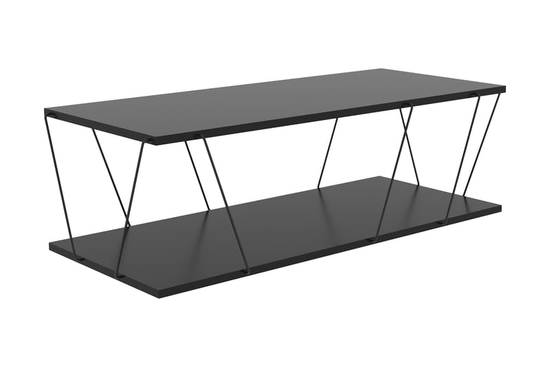Sofabord Terande 120 cm med Oppbevaring Hylle - Antrasitt/Svart - Sofabord & salongbord
