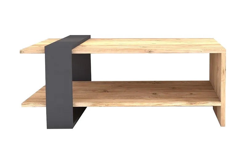 Terasa Sofabord 80 cm med Oppbevaringshylle, Valnøttsbrun/Grå