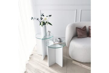 Teratio Settbord 60x40x60 cm Rundt - Hvit - Møbler - Bord - Sofabord & salongbord