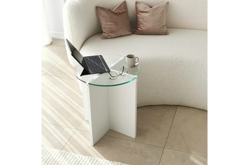 Teratio Settbord 60x40x60 cm Rundt - Hvit - Møbler - Bord - Sofabord & salongbord