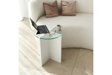 Teratio Settbord 60x40x60 cm Rundt - Hvit - Møbler - Bord - Sofabord & salongbord