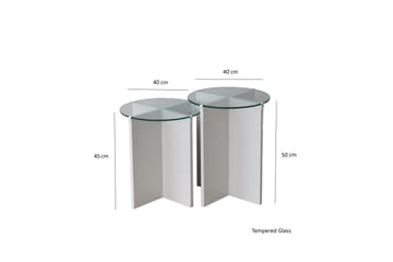 Teratio Settbord 60x40x60 cm Rundt - Hvit - Møbler - Bord - Sofabord & salongbord