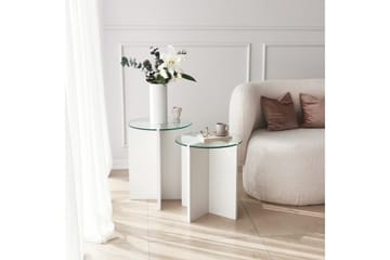 Teratio Settbord 60x40x60 cm Rundt - Hvit - Møbler - Bord - Sofabord & salongbord