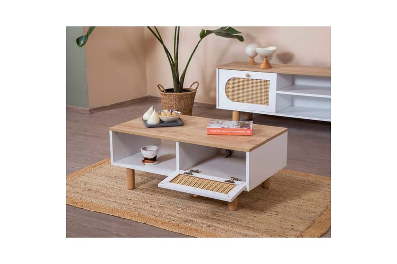 Sofabord Terra Hvit / Eik - Hvit - Møbler - Bord - Sofabord & salongbord