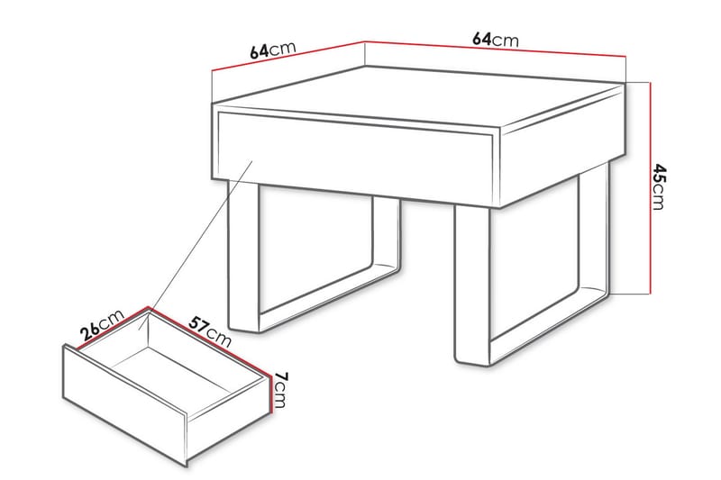 Tessan Sofabord Litet 64 cm med Oppbevaringsskuff - Svart - Møbler - Bord - Sofabord & salongbord - Sofabord med oppbevaring