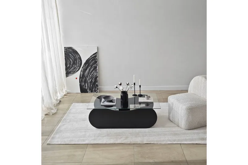 Sofabord Tevrin Svart / Transparent - Svart / Transparent - Møbler - Bord - Sofabord & salongbord