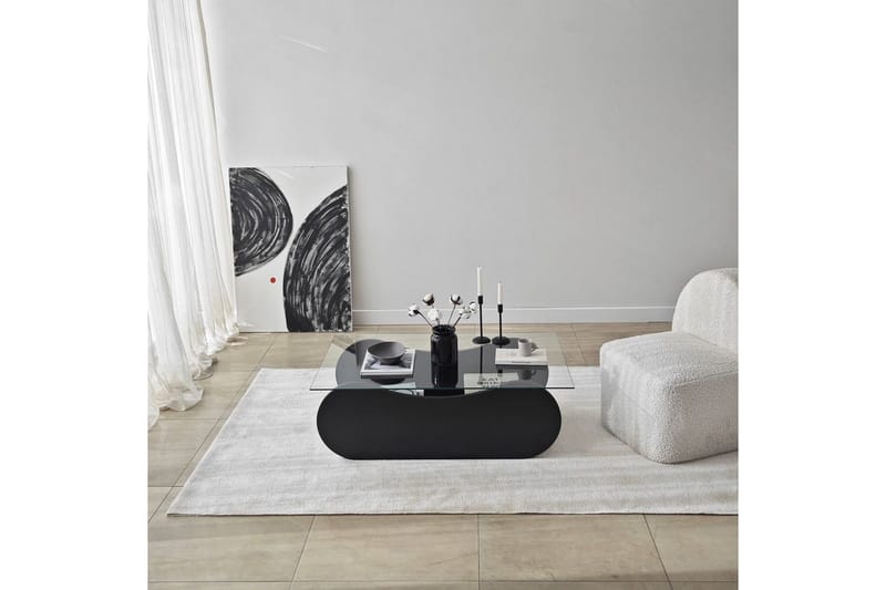 Sofabord Tevrin Svart / Transparent - Svart / Transparent - Møbler - Bord - Sofabord & salongbord