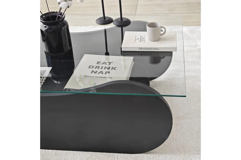 Sofabord Tevrin Svart / Transparent - Svart / Transparent - Møbler - Bord - Sofabord & salongbord