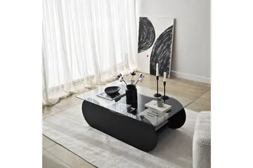 Sofabord Tevrin Svart / Transparent - Svart / Transparent - Møbler - Bord - Sofabord & salongbord