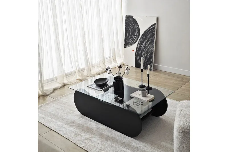 Sofabord Tevrin Svart / Transparent - Svart / Transparent - Møbler - Bord - Sofabord & salongbord