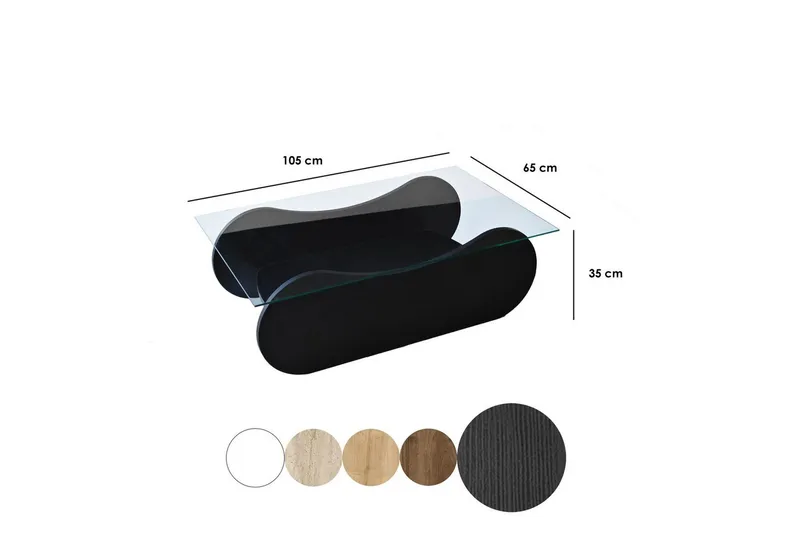 Sofabord Tevrin Svart / Transparent - Svart / Transparent - Møbler - Bord - Sofabord & salongbord