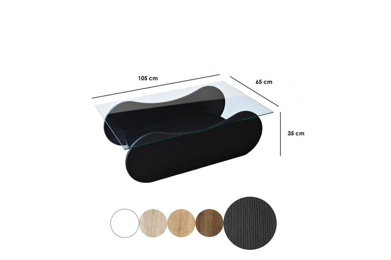 Sofabord Tevrin Svart / Transparent - Svart / Transparent - Møbler - Bord - Sofabord & salongbord