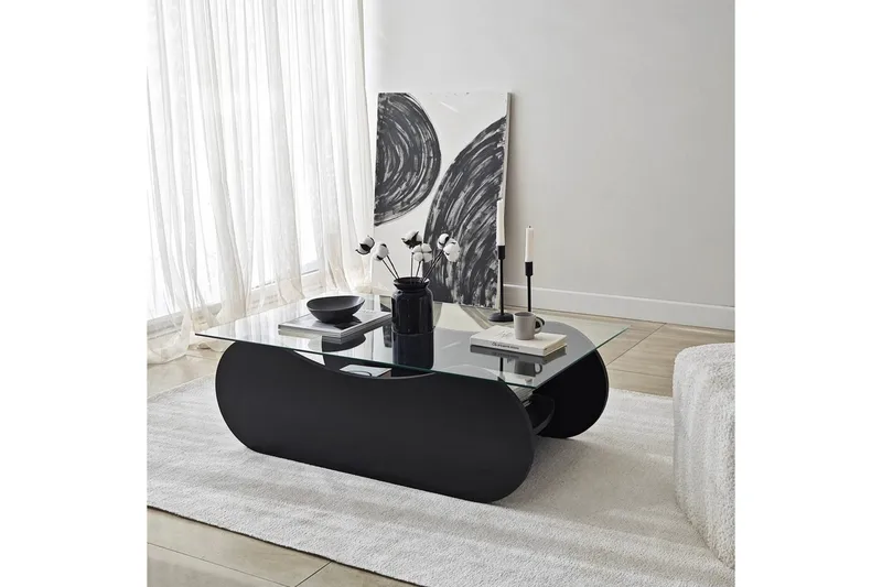 Sofabord Tevrin Svart / Transparent - Svart / Transparent - Møbler - Bord - Sofabord & salongbord