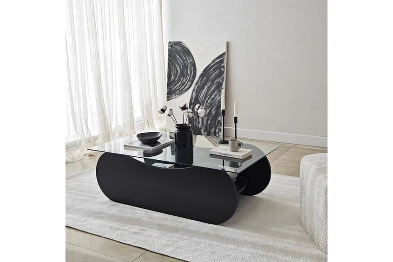 Sofabord Tevrin Svart / Transparent - Svart / Transparent - Møbler - Bord - Sofabord & salongbord