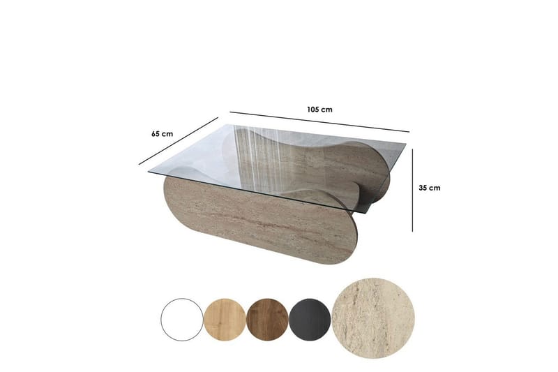 Sofabord Tevrin Travertin / Transparent - Travertin / Transparent - Møbler - Bord - Sofabord & salongbord