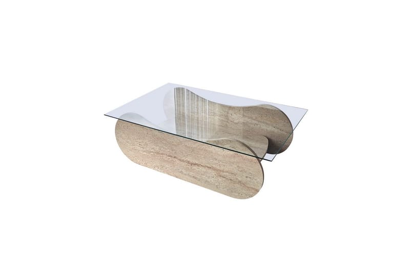 Sofabord Tevrin Travertin / Transparent - Travertin / Transparent - Møbler - Bord - Sofabord & salongbord