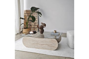 Sofabord Tevrin Travertin / Transparent - Travertin / Transparent - Møbler - Bord - Sofabord & salongbord