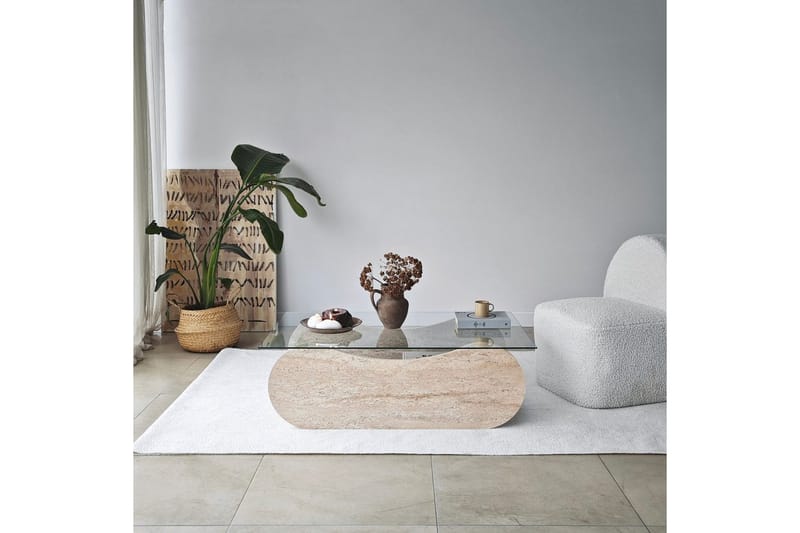 Sofabord Tevrin Travertin / Transparent - Travertin / Transparent - Møbler - Bord - Sofabord & salongbord