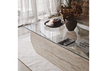 Sofabord Tevrin Travertin / Transparent - Travertin / Transparent - Møbler - Bord - Sofabord & salongbord