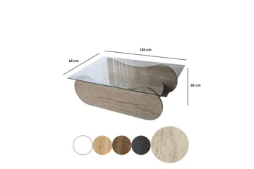 Sofabord Tevrin Travertin / Transparent - Travertin / Transparent - Møbler - Bord - Sofabord & salongbord