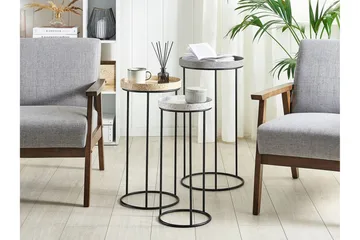 Texon Settbord 36 cm 3-pk - Svart - Møbler - Bord - Sofabord & salongbord