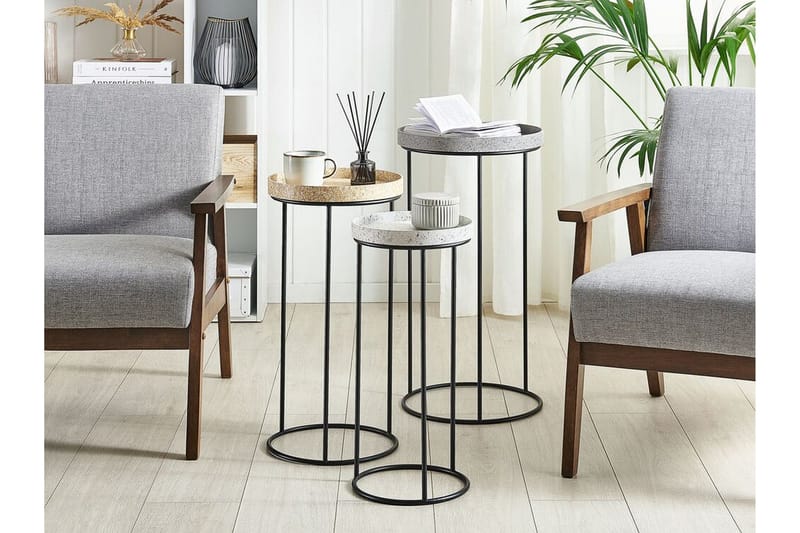 Texon Settbord 36 cm 3-pk - Svart - Møbler - Bord - Sofabord & salongbord