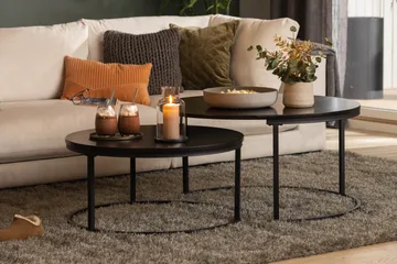 Thyra Sett med Runde Sofabord - Svart - Møbler - Bord - Sofabord & salongbord