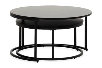 Thyra Sett med Runde Sofabord - Svart - Møbler - Bord - Sofabord & salongbord