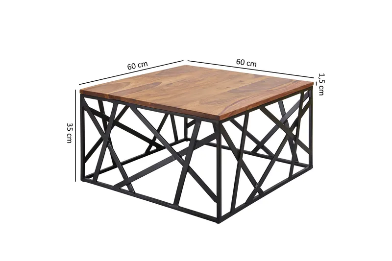 Tijero Sofabord 60 cm - Massivt Tre/Svart - Møbler - Bord - Sofabord & salongbord