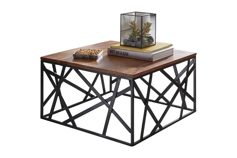 Tijero Sofabord 60 cm, Massivt Tre/Svart