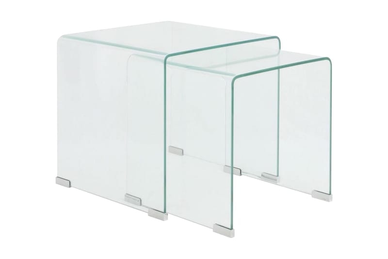 Todelt settbord i temperert glass klar - Gjennomsiktig - Sofabord & salongbord