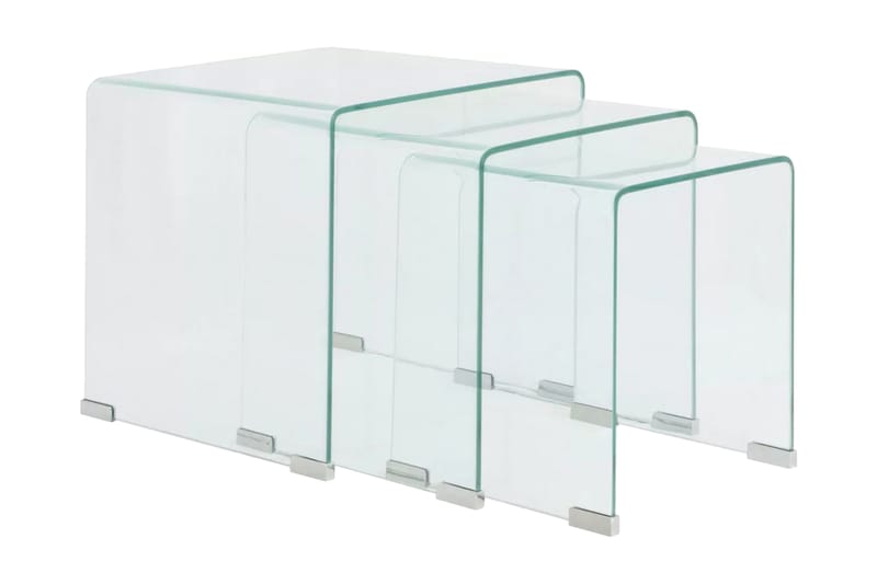 Tredelt settbord i temperert glass klar - Gjennomsiktig - Sofabord & salongbord